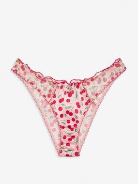 For Love & Lemons Perrie Bikini Panty Pink Cherry Red Cherry Small NWT